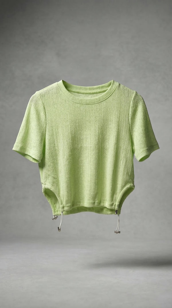 Lime Breeze Drawstring Crop Top