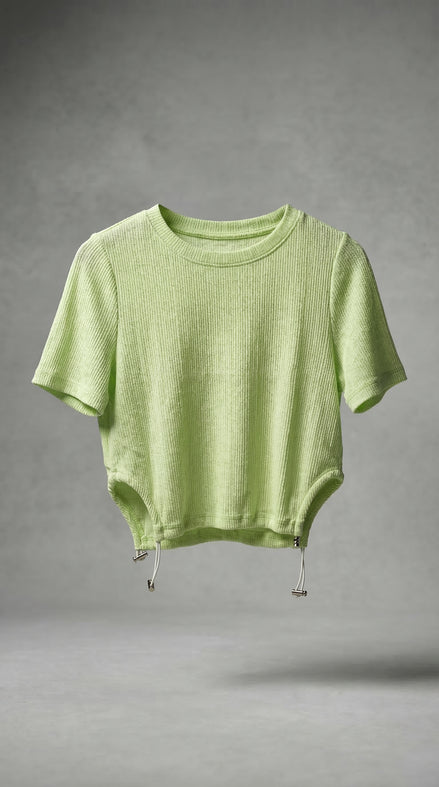 Lime Breeze Drawstring Crop Top