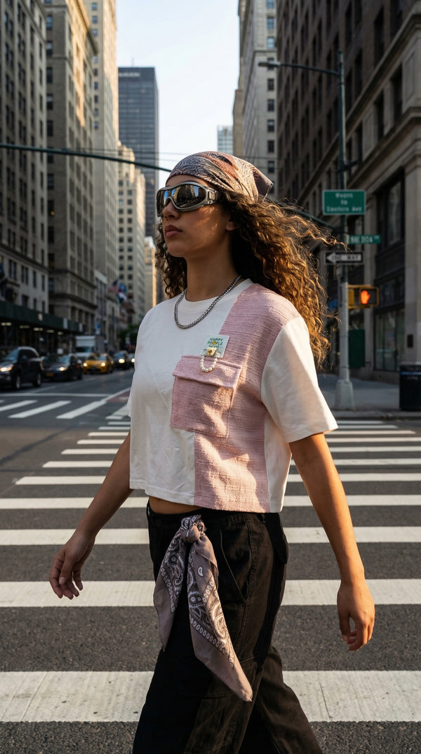 Soft Blush Pocket Crop Tee