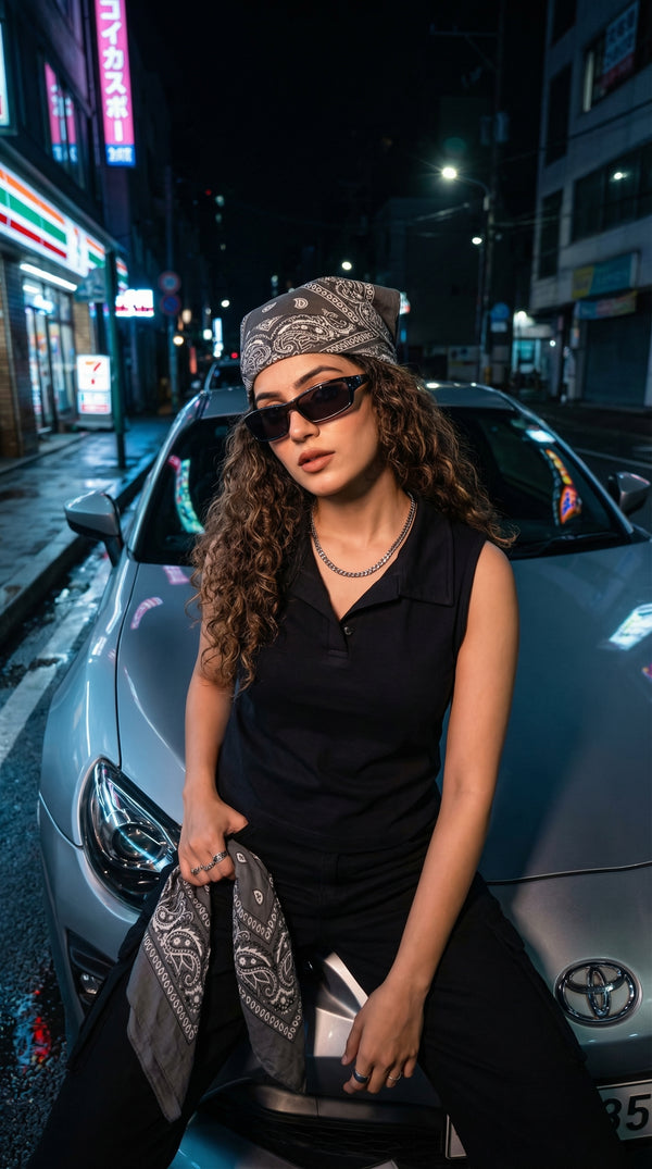 Midnight Polo Crop Top