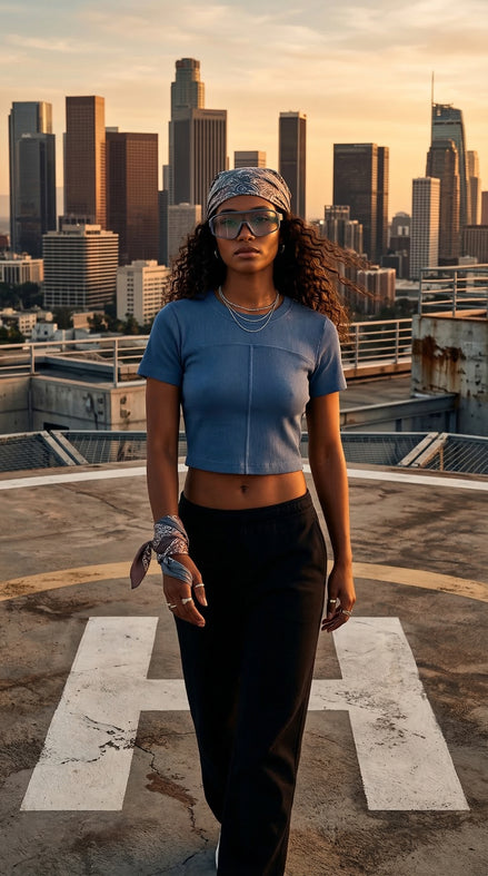 Azure Drift Crop Tee