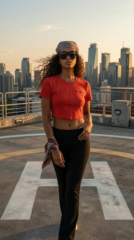 Scarlet Drift Crop Tee